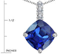 Star K™ Large 12mm Cushion-Cut Simulated Sapphire Pendant Necklace