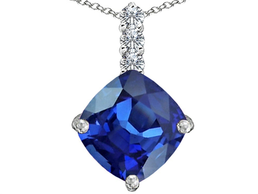 Star K™ Large 12mm Cushion-Cut Simulated Sapphire Pendant Necklace