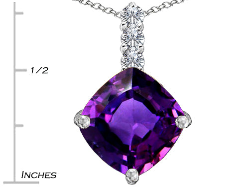Star K™ Large 12mm Cushion-Cut Simulated Amethyst Pendant Necklace