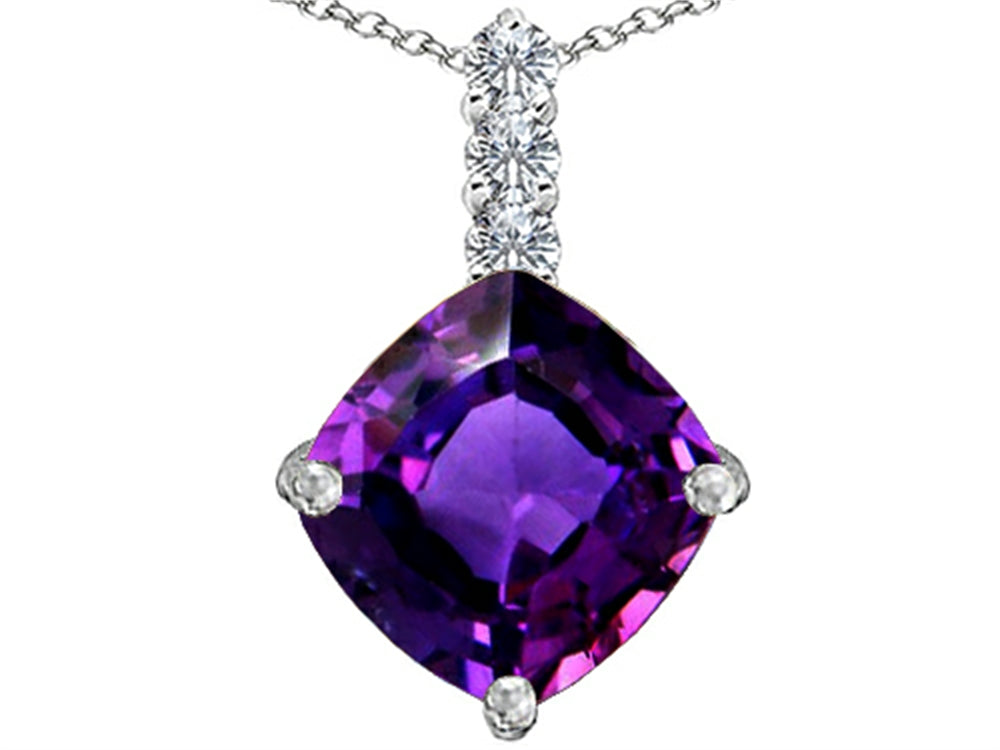 Star K™ Large 12mm Cushion-Cut Simulated Amethyst Pendant Necklace