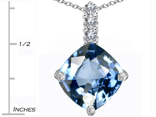 Star K™ Large 12mm Cushion-Cut Simulated Aquamarine Pendant Necklace