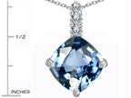 Star K™ Large 12mm Cushion-Cut Simulated Aquamarine Pendant Necklace