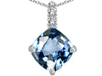 Star K™ Large 12mm Cushion-Cut Simulated Aquamarine Pendant Necklace