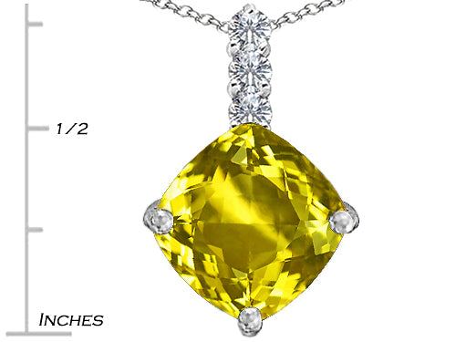 Star K™ Large 12mm Cushion-Cut Simulated Yellow Sapphire Pendant Necklace