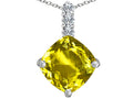 Star K™ Large 12mm Cushion-Cut Simulated Yellow Sapphire Pendant Necklace