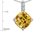Star K™ Large 12mm Cushion-Cut Simulated Imperial Yellow Topaz Pendant Necklace