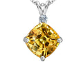 Star K™ Large 12mm Cushion-Cut Simulated Imperial Yellow Topaz Pendant Necklace