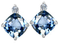 Star K™ 7mm Cushion-Cut Simulated Aquamarine Earrings Studs