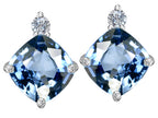 Star K™ 7mm Cushion-Cut Simulated Aquamarine Earrings Studs