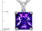 Star K™ Large 12mm Square Cut Simulated Amethyst Pendant Necklace