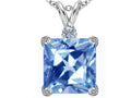 Star K™ Large 12mm Square Cut Simulated Aquamarine Pendant Necklace