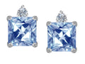 Star K™ 7mm Square Cut Simulated Aquamarine Earrings Studs
