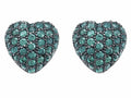 Star K™ Small Puffed Heart Love Earrings with Simulated Emerald