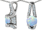 Star K™ 8mm Round Simulated Opal Designer Pendant Necklace