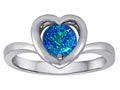 Star K Heart Promise of Love Ring with 7mm Round Simulated Blue Opal