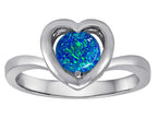 Star K Heart Promise of Love Ring with 7mm Round Simulated Blue Opal