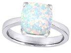 Star K 8mm Cushion-Cut Solitaire Ring with Simulated Opal