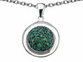 Star K™ Round Puffed Pendant Necklace with Simulated Emerald