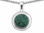 Star K™ Round Puffed Pendant Necklace with Simulated Emerald