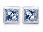 Star K™ 8mm Square Cut Simulated Aquamarine Earrings Studs