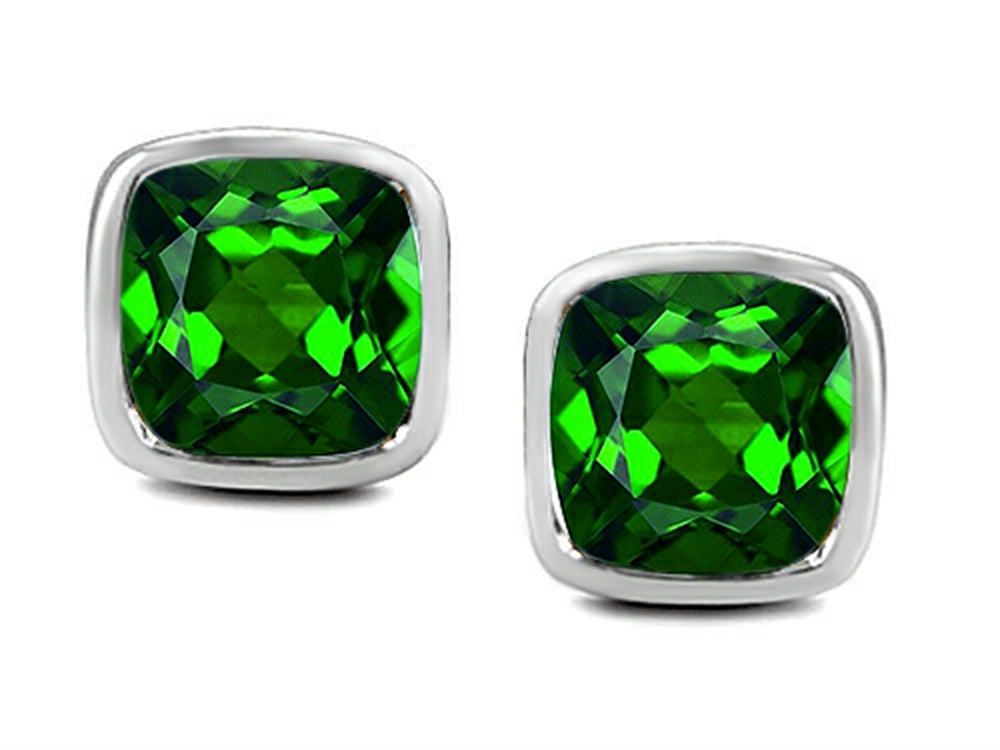 Star K™ 8mm Cushion-Cut Simulated Emerald Earrings Studs