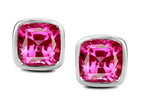 Star K™ 8mm Cushion-Cut Created Pink Sapphire Earrings Studs