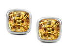 Star K™ 8mm Cushion-Cut Simulated Imperial Yellow Topaz Earrings Studs