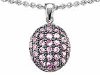 Star K™ Oval Puffed Pendant Necklace with Created Pink Sapphire