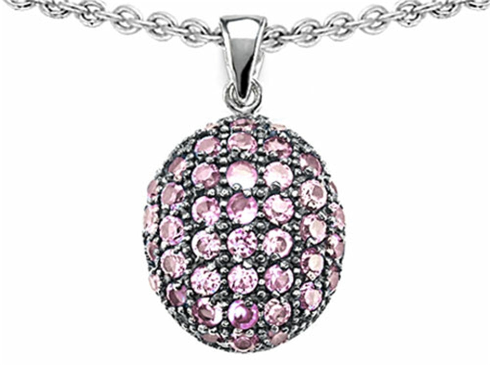 Star K™ Oval Puffed Pendant Necklace with Created Pink Sapphire