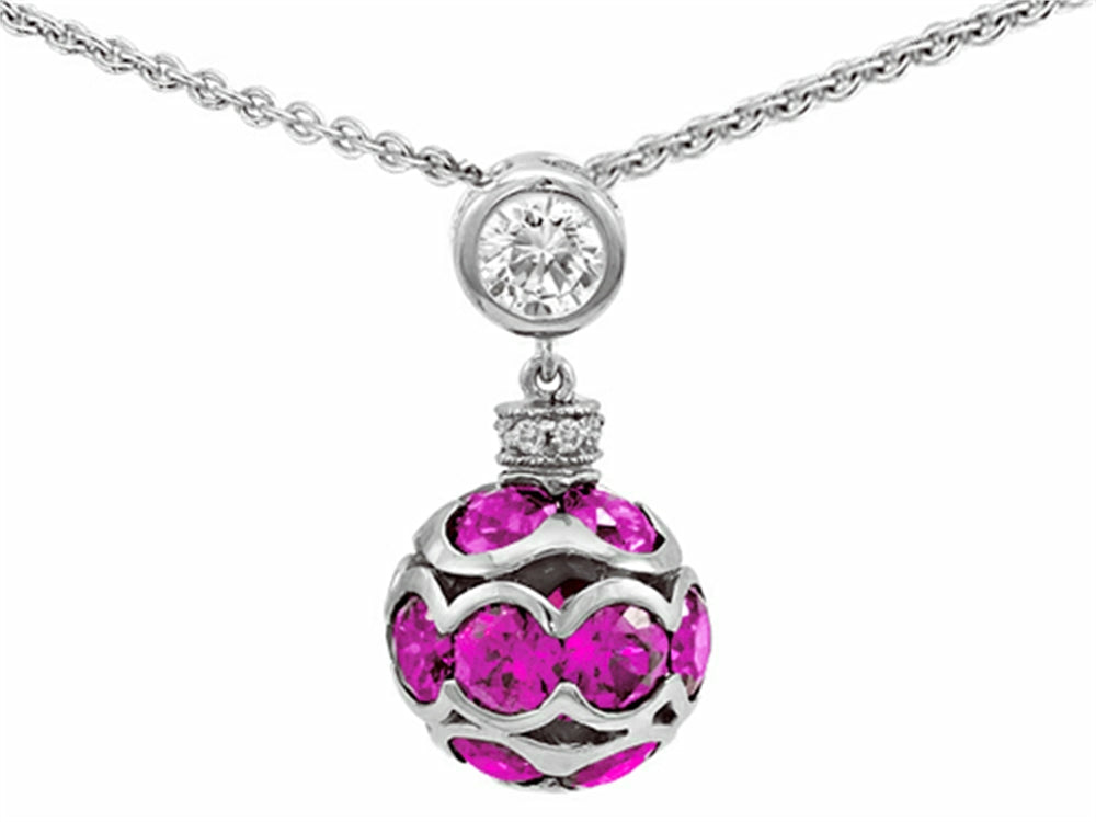 Star K™ Created Pink Sapphire Ball Pendant Necklace