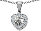 Star K™ 8mm Heart Shape White Topaz Heart Pendant Necklace