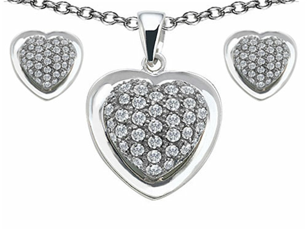 Star K™ Cubic Zirconia Heart Shape Love Pendant Necklace with matching earrings