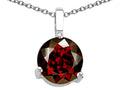 Tommaso Design™ Round Genuine Garnet Solitaire Pendant Necklace