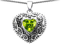 Star K™ Bali Style Puffed 7mm Heart Simulated Peridot Pendant Necklace