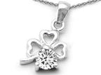 Celtic Love by Kelly Round White Topaz Lucky Clover Pendant Necklace