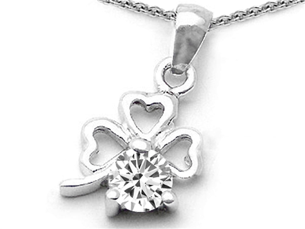 Celtic Love by Kelly Round White Topaz Lucky Clover Pendant Necklace