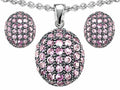Star K™ Created Pink Sapphire Oval Puffed Pendant Necklace with matching earrings
