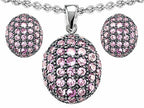 Star K™ Created Pink Sapphire Oval Puffed Pendant Necklace with matching earrings