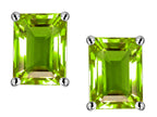 Star K™ 8x6mm Emerald Cut Simulated Peridot Earrings