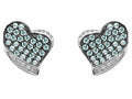 Star K™ Heart Shape Love Earrings With Simulated Aquamarine