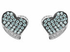 Star K™ Heart Shape Love Earrings With Simulated Aquamarine