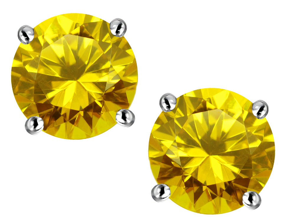 Star K™ Round 7mm Simulated Citrine Earrings Studs