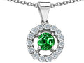 Star K™ Round Simulated Emerald Pendant Necklace