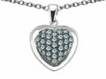 Star K™ Heart Shape Love Pendant Necklace with Simulated Aquamarine