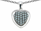 Star K™ Heart Shape Love Pendant Necklace with Simulated Aquamarine