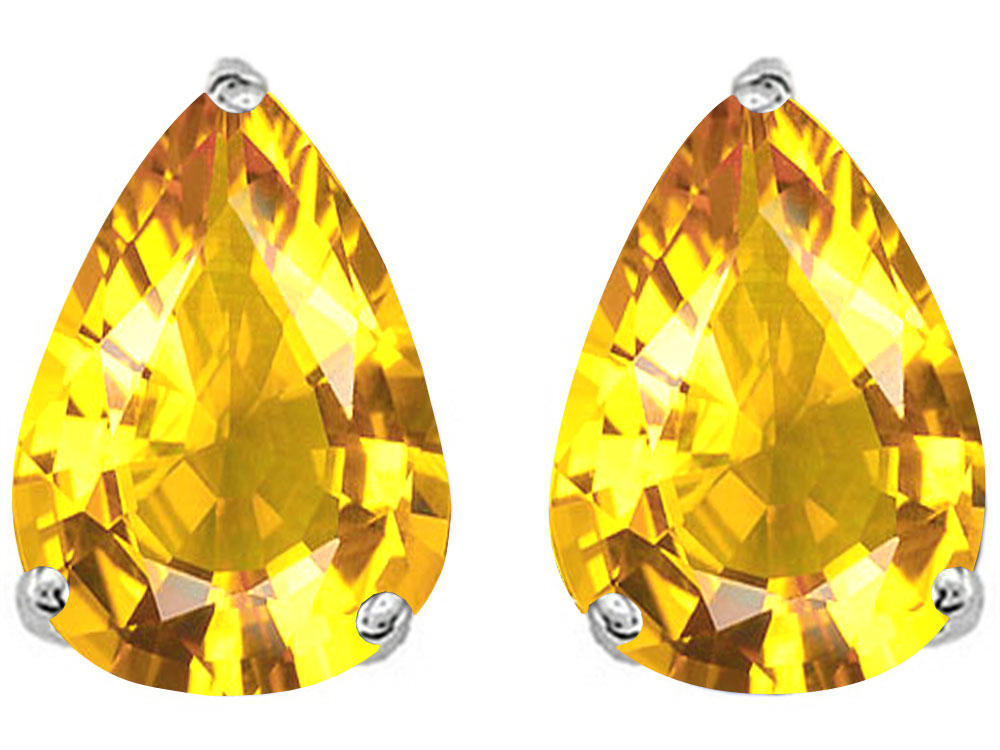 Star K™ Pear Shape 9x7mm Genuine Citrine Earrings Studs
