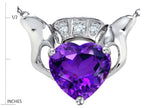 Star K™ 8mm Heart Claddagh Pendant Necklace With Simulated Amethyst