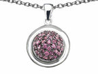 Star K™ Round Puffed Pendant Necklace with Created Pink Sapphire
