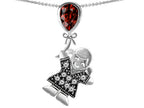 Star K™ Girl Holding a Balloon Mother January Birth Month Pear Shape Simulated Garnet Pendant Necklace
