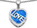 Star K™ Large Love Heart Pendant Necklace with 15mm Heart Shape Blue Created Opal